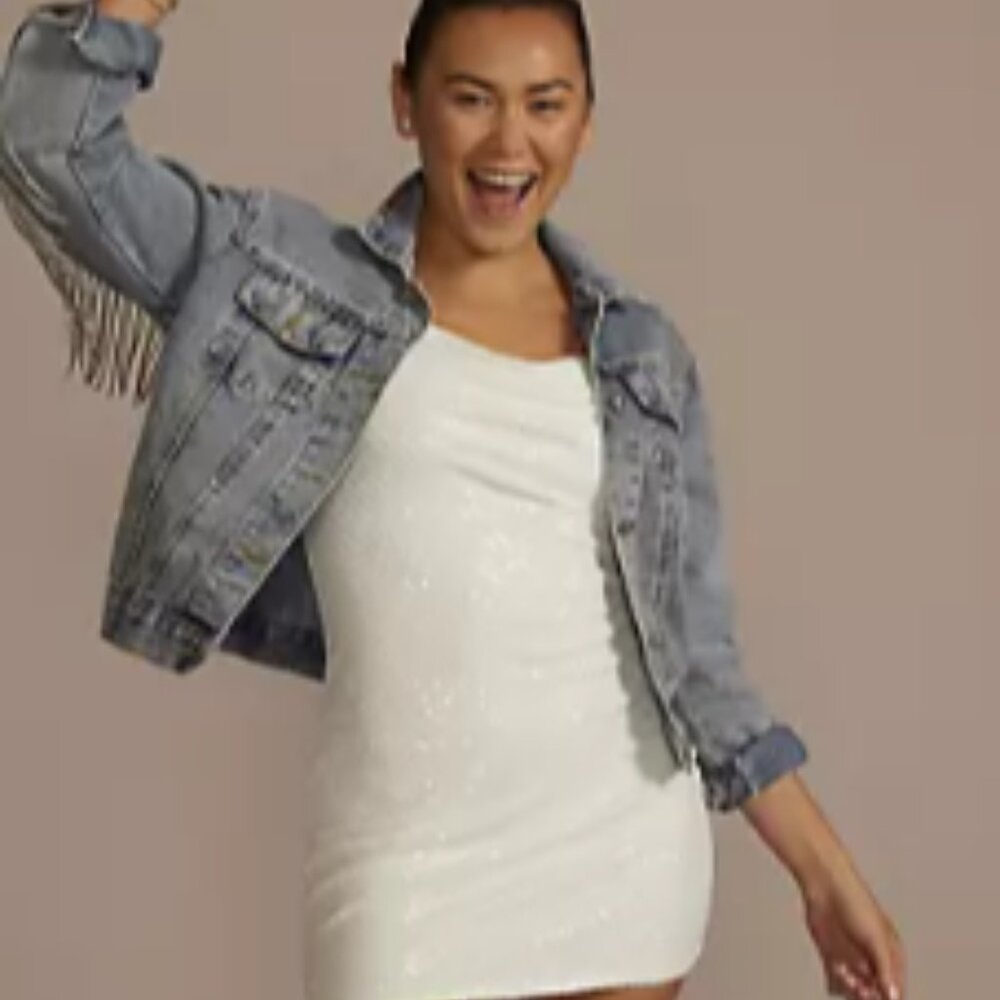 Crystal Fringe Denim Jacket